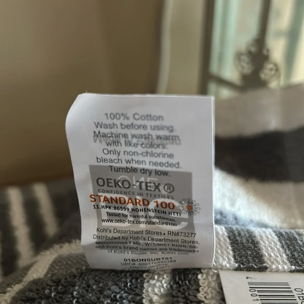 Striped Gray and White Towels